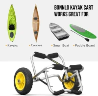Bonnlo Foldable Kayak Cart & Canoe Dolly — Trolley with No-Flat Airless Wheels and Two Ratchet Straps for Easy Boat Transport(m-6)