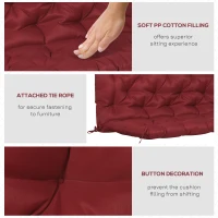 Outsunny 2 Seater Garden Bench Cushion, Soft Thick Outdoor Non-Slip 2 Seater Soft Pad With Backrest for Garden Patio, 47" x 43" x 5", Wine Red(m-6)