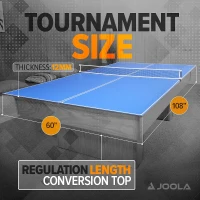 JOOLA Conversion Top with Net — Converts Billiard or Dining Tables into Regulation 9x5 ft Table Tennis Surface (12mm) with Foam Protection, 4-Piece Hinge(m-2)