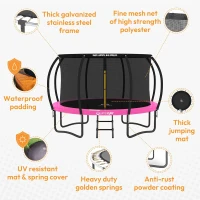 JUMPZYLLA Recreational Trampoline with Net and Ladder — 8/10/12/14/15/16 FT, ASTM F381-16 Approved, Rust-Resistant Coated Frame(m-3)