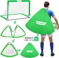 VAVOSPORT 2-Pack 4'x3' Portable Kids Soccer Goal Set — Foldable Training Nets with Ball, Pump, Cones & Carry Bag(m-5)