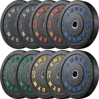 AMGYM 260 lb Bumper Plate Set — 2-Inch Olympic Rubber Weight Plates (Color-Coded), Durable Choice for Home/Pro Strength Training(m-1)