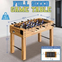 SereneLife 48"" Competition-Size Foosball Table with 2 Balls and Dual Cup Holders(m-2)