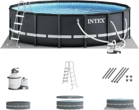 INTEX 26325EH Ultra XTR Deluxe Above-Ground Pool Set, 16 ft x 48 in — Includes 1500 GPH Krystal Clear Sand Filter Pump, Puncture-Resistant, Rust-Resistant, Quick Assembly(m-1)