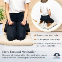 Meditation Bench — Zen Black Seiza Stool in Sustainable Acacia Wood with Curved Base for Improved Posture, Meditation & Prayer(m-4)