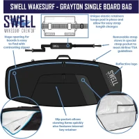 SWELL Grayton Wakesurf Board Travel Bag — Padded Protective Case with Multiple Storage Pockets(m-3)
