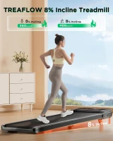 Treaflow Smart Walking Pad — 2.5HP Quiet Under-Desk Treadmill with 0–8% Incline, 265 lb Capacity, Remote Control and LED Display(m-2)