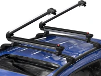 BougeRV Lockable Ski & Snowboard Rack — 28"" Sliding Extension, Holds 6 Pairs of Skis or 4 Snowboards, Crab-Style Mount for Square/Aero/Oval Crossbars(m-1)