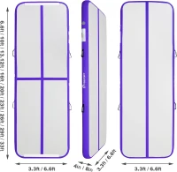 FBSPORT Inflatable Air Gymnastics Track – 16ft (197"" x 39"" x 3.9""), 4/8-inch Inflatable Training Mat with Electric Pump for Home, Training, Cheerleading, Yoga and Water Use(m-2)