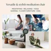 Mindful Modern Folding Pro Meditation Chair - Adjustable Seat with Back Support and Half-Moon Buckwheat Cushion, Comfortable Floor Chair for Mindfulness(m-4)