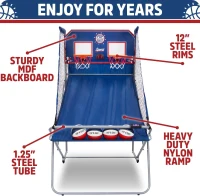 Pop-A-Shot Dual Shot Sport Arcade Basketball Game – Foldable Home Hoop with Paddle Scorers, 10 Game Modes, 4 Balls, Mobile Design(m-3)