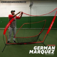 PowerNet 7x7 Baseball & Softball Practice Net Kit (Navy) with Ball Caddy, Weighted Balls and Tee(m-4)