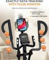 pooboo E399 Elliptical Trainer — 16 Resistance Levels, Ultra-Quiet Magnetic Rear Drive, LCD Console, 15.5 in Stride, 350 lb Max Weight(m-4)