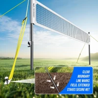 Patiassy Portable Volleyball Net — Heavy-Duty Professional Outdoor Set with Adjustable Powder-Coated Aluminum Telescoping Poles, Galvanized Winch Tension System, Steel Stakes, Anti-Sag Design, Pump & 1680D Carry Bag for Beach, Grass & Backyard(m-6)