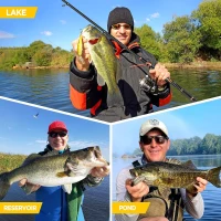 PLUSINNO Bronze Warrior Toray IM6 Telescopic Fishing Duo Kit — 2 Rods & 2 Reels Full Carry Case Set with 12+1 Bearings, Line & Lures (Travel Freshwater Gear)(m-2)