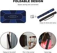 70 x 35 Inch Blue Poker Mat — 6-8 Player Texas Hold'em Rubber Topper with Carrying Bag, Portable Folding Poker Table Top(m-5)