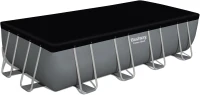 Bestway Power Steel Rectangular 18 ft x 9 ft x 48 in Metal Frame Above-Ground Pool Kit with 1,500 GPH Filter Pump, Ladder and Cover(m-8)