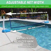 GoSports Splash Net PRO Pool Volleyball Set — Adjustable Inground Pool Net (up to 25 ft) with 2 Water Volleyballs and Pump — Red/White/Blue(m-4)