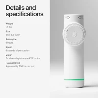 Hyperice Hypervolt Go 2 - Compact Handheld Percussion Massager, Arctic Grey - QuietGlide Tech, 3 Speeds, 2 Heads, Travel Friendly(m-4)