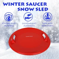 Slippery Racer Downhill Pro 26-inch Heavy-Duty Cold-Resistant Plastic Saucer Sled with Dual Molded Handles(m-2)
