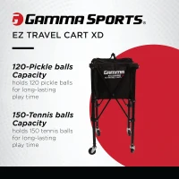 GAMMA Sports EZ Travel Cart - Portable Tennis & Pickleball Hopper with Premium Carrying Case (150/250 Capacity)(m-3)