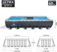 Intex 26367EH XTR Frame Rectangular Pool 24ft x 12ft x 52in with Krystal Clear Sand Filter, Removable Ladder, Cover and Ground Cloth – Large Above-Ground Backyard Pool(m-3)