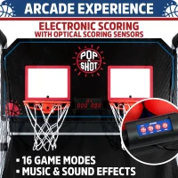 Pop-A-Shot Home Dual Shot Arcade Basketball Game — Sensor Scoring Hoop with 16 Game Modes, 7 Balls, Foldable & Mobile for Easy Storage(m-4)