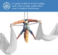 Aerial Yoga Hammock Kit – 9 yd Tricot Silks with Rigging Hardware & Guide, All-Level Aerial Swing for Flying Yoga & Acrobatics (Supports Rigging Point up to 13ft)(m-2)
