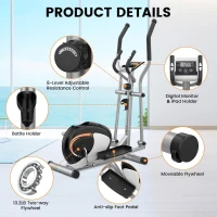 Dripex Elliptical Trainer - Ultra-Quiet Magnetic Home Elliptical with 6KG Flywheel, 8 Resistance Levels, LCD Display & Pulse Sensor(m-8)