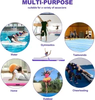 FBSPORT Inflatable Air Gymnastics Track – 16ft (197"" x 39"" x 3.9""), 4/8-inch Inflatable Training Mat with Electric Pump for Home, Training, Cheerleading, Yoga and Water Use(m-7)
