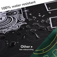 Waterproof Professional Poker Mat 70"" x 35"" - 8-Player Portable Rubber Texas Hold'em Table Top with Metal Zipper Tote for Cards, Blackjack and Casino Games(m-5)