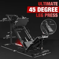 GMWD 45° Leg Press & Hack Squat Combo — Linear Bearing 2-in-1 Lower-Body Machine with Weight Storage, 84×38"" Base, Commercial-Style Home Gym Equipment(m-5)