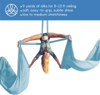 All-In-One Aerial Silks Starter Kit – 9 Yd Tricot Yoga Hammock with Rigging Hardware & Illustrated Guide, Aerial Swing for Flying Yoga and Acrobatics (Rigging Point up to 13 ft)(m-2)