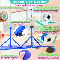 Marfula Foldable Gymnastics Kip Bar for Kids & Teens (Ages 3-25) - 5Ft/8Ft Base Length, 4Ft Width, 5Ft Adjustable Height - Portable Home and Club Training Bar(m-4)