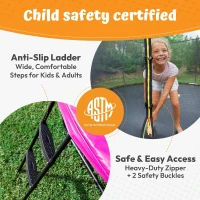 JUMPZYLLA Recreational Trampoline with Net and Ladder — 8/10/12/14/15/16 FT, ASTM F381-16 Approved, Rust-Resistant Coated Frame(m-6)