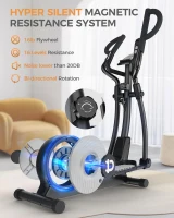 pooboo E399 Elliptical Trainer — 16 Resistance Levels, Ultra-Quiet Magnetic Rear Drive, LCD Console, 15.5 in Stride, 350 lb Max Weight(m-6)