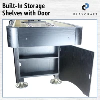 Playcraft Woodbridge Shuffleboard with Storage Cabinet — Complete Set (Abacus, 8 Pucks, Brush & USA Speed Wax) — Robust Pro Climate Adjusters(m-5)