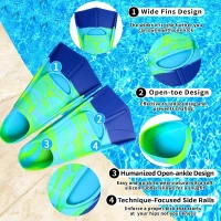 Children's Training Swim Fins — Short, Comfortable Flippers for Lap Swimming (Girls, Boys, Beginners)(m-2)
