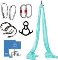 All-In-One Aerial Silks Starter Kit – 9 Yd Tricot Yoga Hammock with Rigging Hardware & Illustrated Guide, Aerial Swing for Flying Yoga and Acrobatics (Rigging Point up to 13 ft)(m-1)