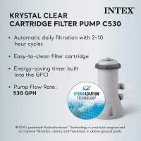 Intex Prism Frame 12ft x 30in Above Ground Pool Set with 530 GPH Cartridge Pump, Super-Tough PVC, Rust-Resistant Frame — 1,718 Gallon Capacity(m-4)