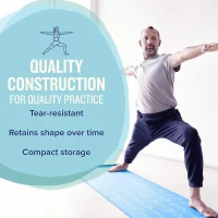 NewMe Fitness Large Yoga Mat for Men & Women – 5mm Thick, 68"" Long Non-Slip Exercise Mat with 70 Printed Poses for Pilates, Workouts and Stretching(m-7)