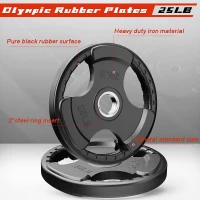 RitFit Olympic Rubber Grip Plates for Barbell — 2"" Hole Weight Plates for Home & Gym Strength Workouts, Singles/Pairs/Sets (2.5/5/10/25/45 lb) — 295 lb Set(m-4)