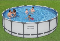 Bestway Steel Pro MAX 16-Foot x 48-Inch Round Above-Ground Pool Set with Metal Frame, 1,000-Flow Filter Pump, Ladder and Cover(m-6)