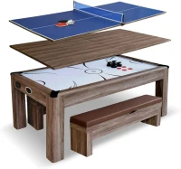Hathaway Driftwood 84-inch 3-in-1 Air Hockey Table with Ping Pong Top & Dining Surface(m-1)