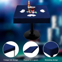 Frienda Blue Felt Game Table Cover 34"" x 34"" x 4"" – Foldable Tablecloth for Card Games, Mahjong, Jigsaw Puzzles and Board Games (Table Not Included)(m-4)