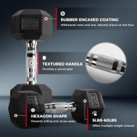 RitFit Rubber-Encased Hex Dumbbell Set (350 lb Total) with 6-Tier Rack — Coated Hand Weights for Home Gym Training(m-5)