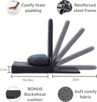 Mindful Modern Pro Folding Meditation Chair - 5-Position Adjustable Floor Seat with Back Support and Detachable Buckwheat Cushion(m-7)