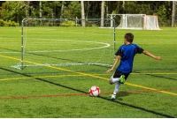 Franklin Sports Competition Portable Steel Soccer Goal — Folding Backyard Goal with Net & Ground Stakes (Multiple Sizes/Colors)(m-9)