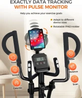 pooboo E399 Elliptical Machine — Home Elliptical with 16-Level Resistance, Hyper-Quiet Magnetic Rear Drive, 15.5 in Stride, LCD Monitor, 350 lb Capacity(m-5)