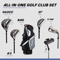 Precise M5 Men’s Complete Golf Set – 460cc Driver, #3 Fairway Wood, 21° Hybrid, 5-PW Stainless Irons, Putter, Deluxe Stand Bag and 3 Headcovers(m-2)